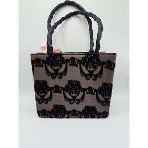 VTG Y2K Bag Black &‎ Pink Sheer Lace Bag Tote Whimigoth Gothic Victorian Style